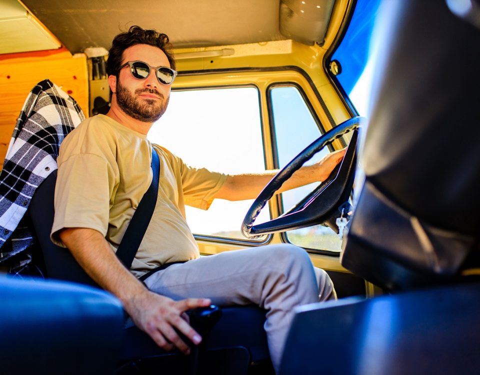 Man driving a truck