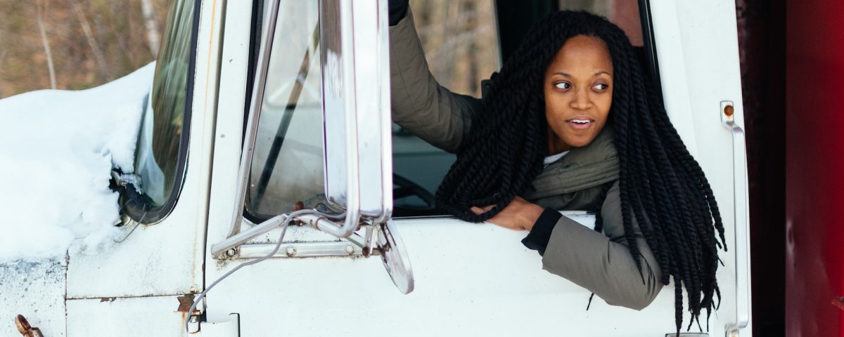 woman driving a truck