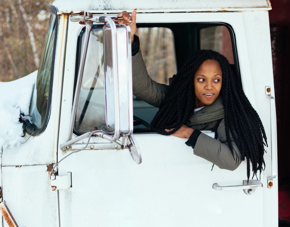 woman driving a truck
