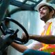 man driving a forklift