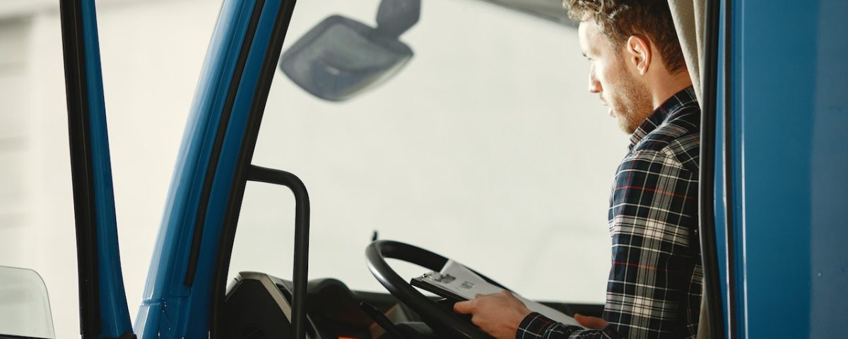 man in a truck