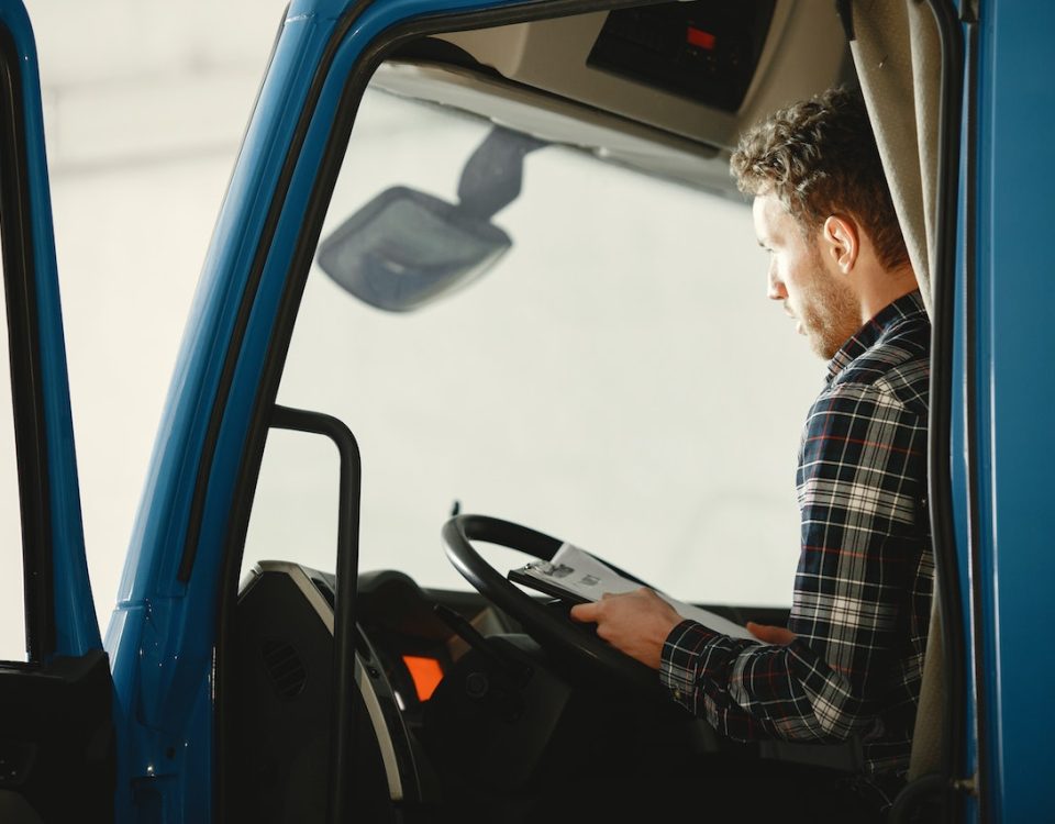 man in a truck